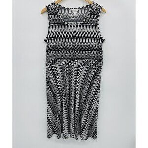 Christopher & Banks Womens Medium Sleeveless Printed A Line Dress Black White